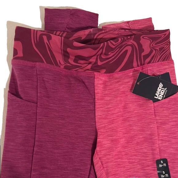 Lands' End Girls Active Leggings - Pink - S(6-7) - Picture 3 of 4